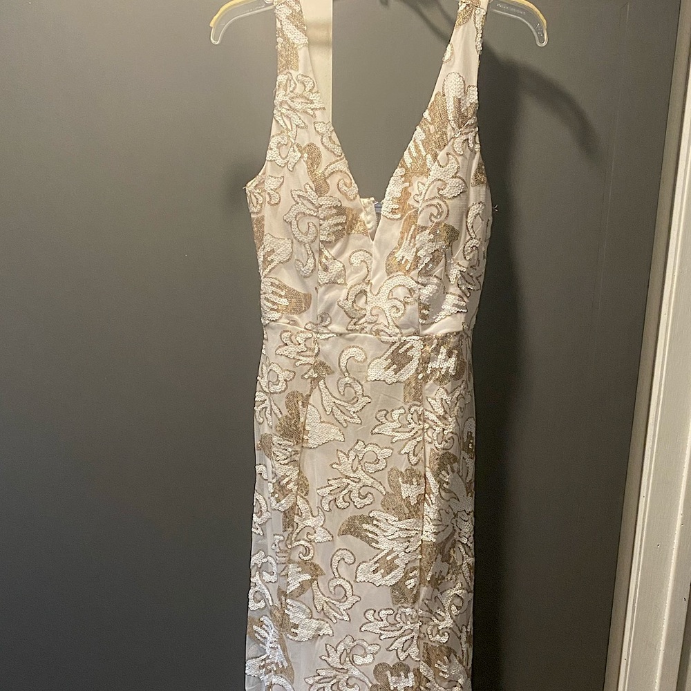 White and gold sequin dress
